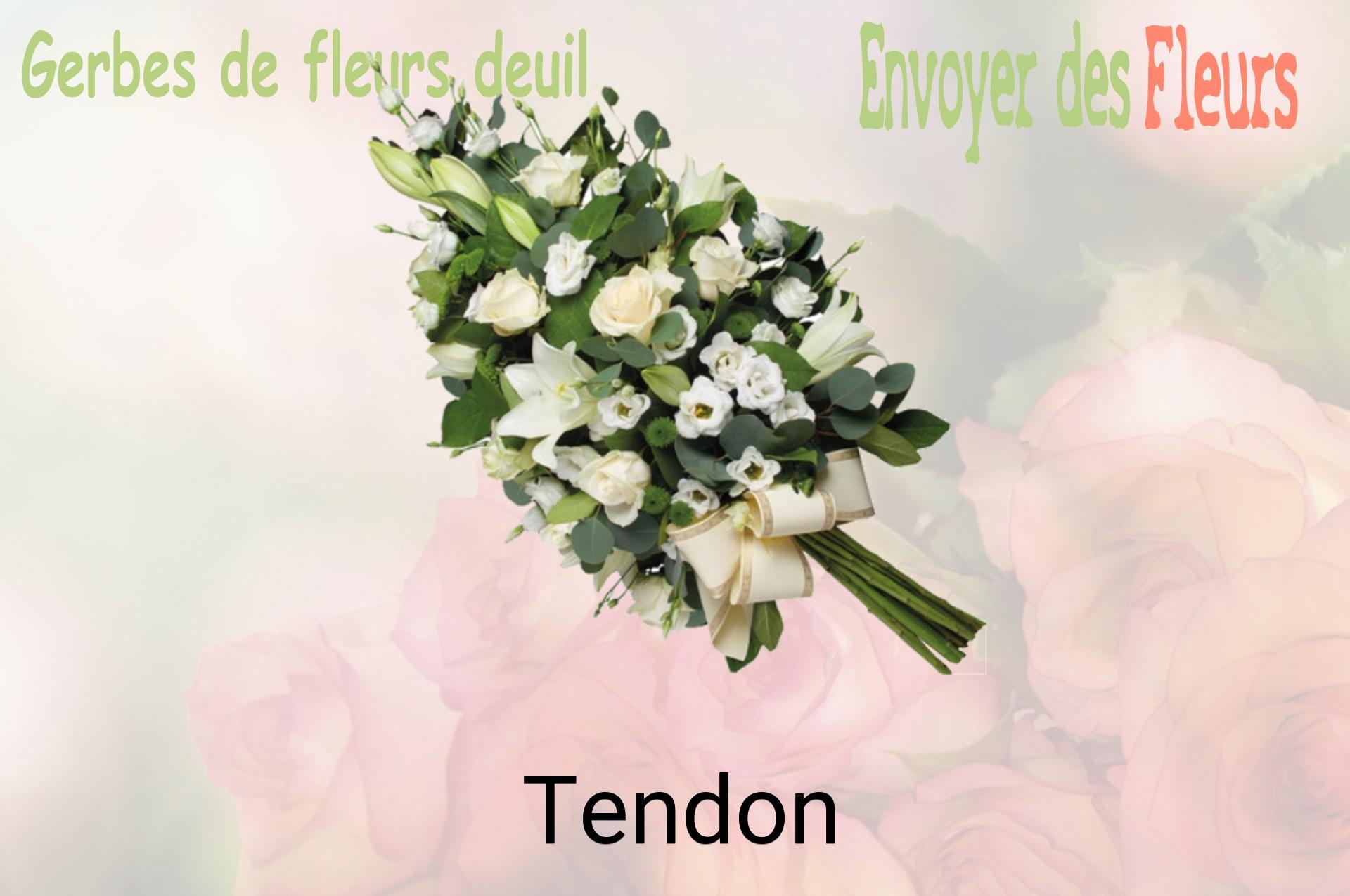 Gerbe de fleurs de deuil livrée à Tendon
